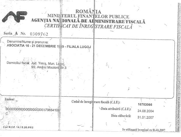 Codul de iregistrare fiscala