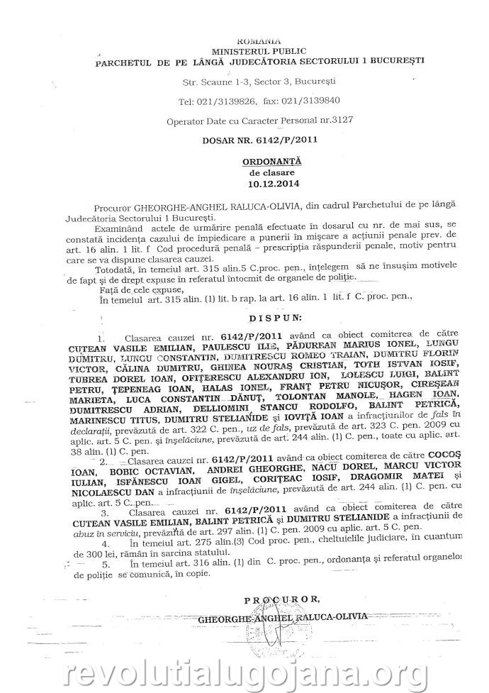 Ordonata de clasare 1