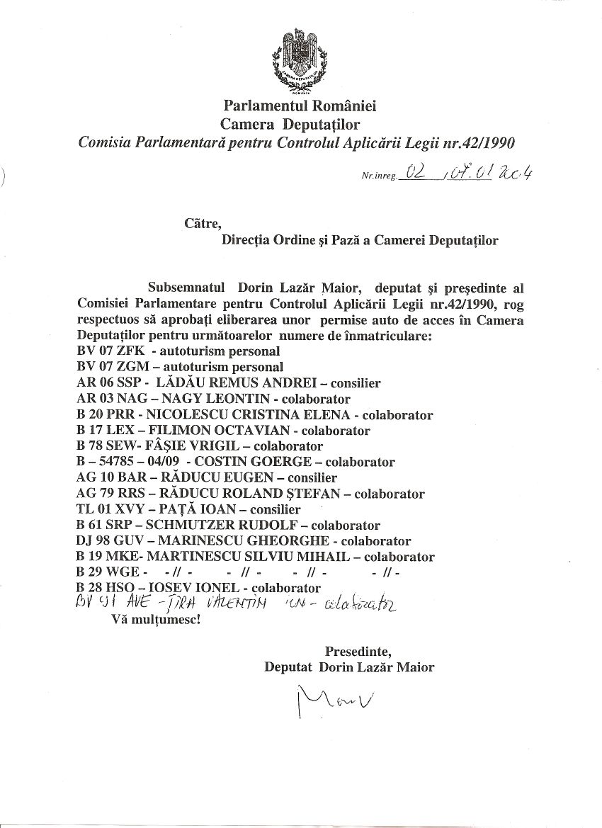Adresa Parlament Permise Auto