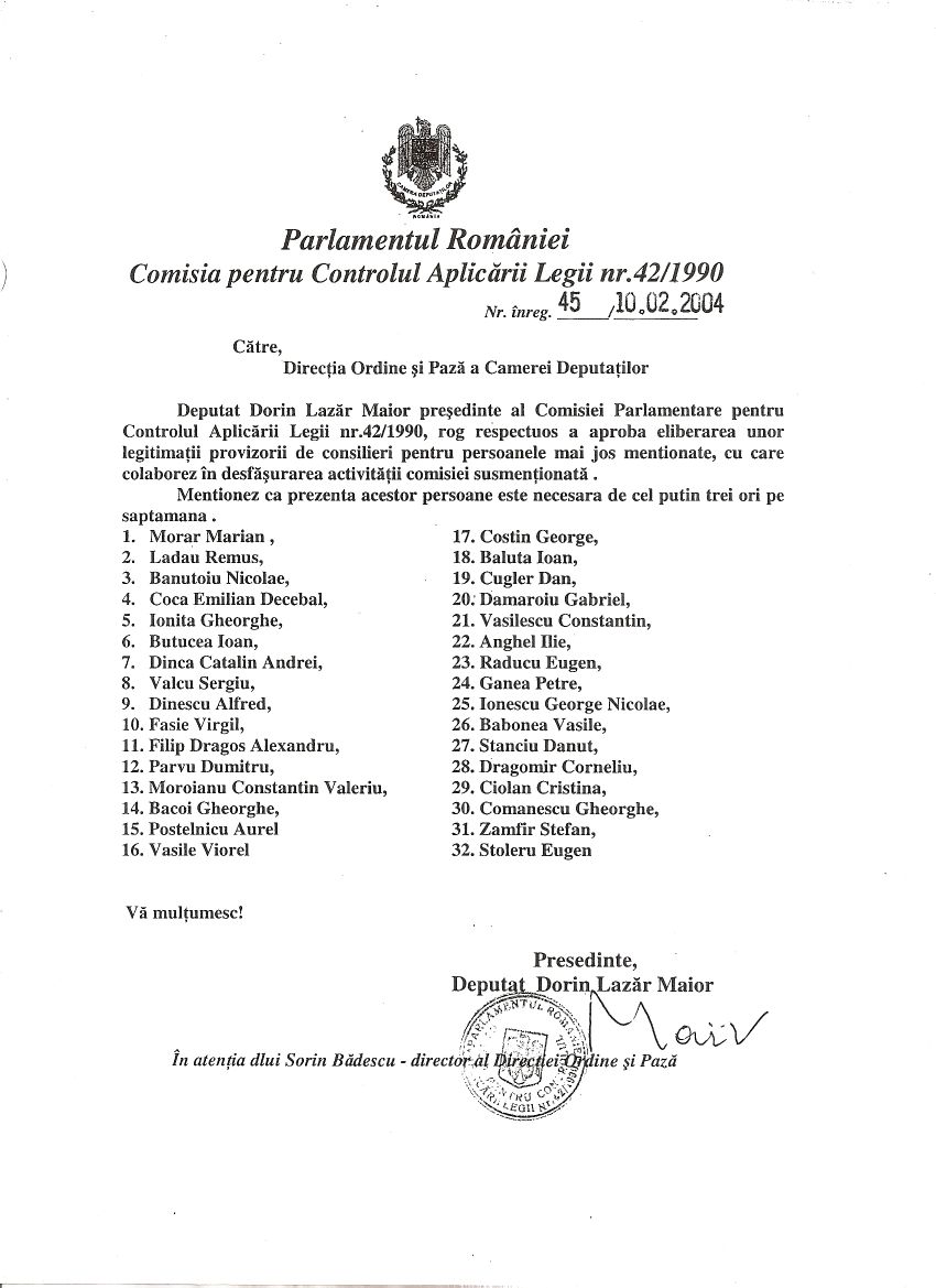 Adresa Parlament Persoane